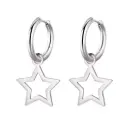 Y2K Silver Star Hoop Earrings – K-Pop Inspired Charm Jewellery for Girls, Teens & Women | Latest Trendy Aesthetic Western Fashion Accessory