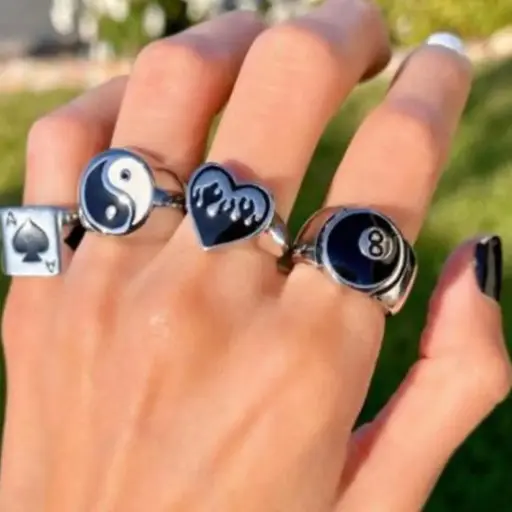 Silver plated 4 pcs rings set