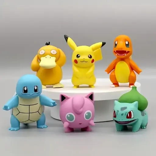 6-Piece Pokémon Premium Action Figure Set - Classic Collectible Toys (Charmander, Pikachu, Squirtle, Bulbasaur, Jigglypuff, Psyduck)